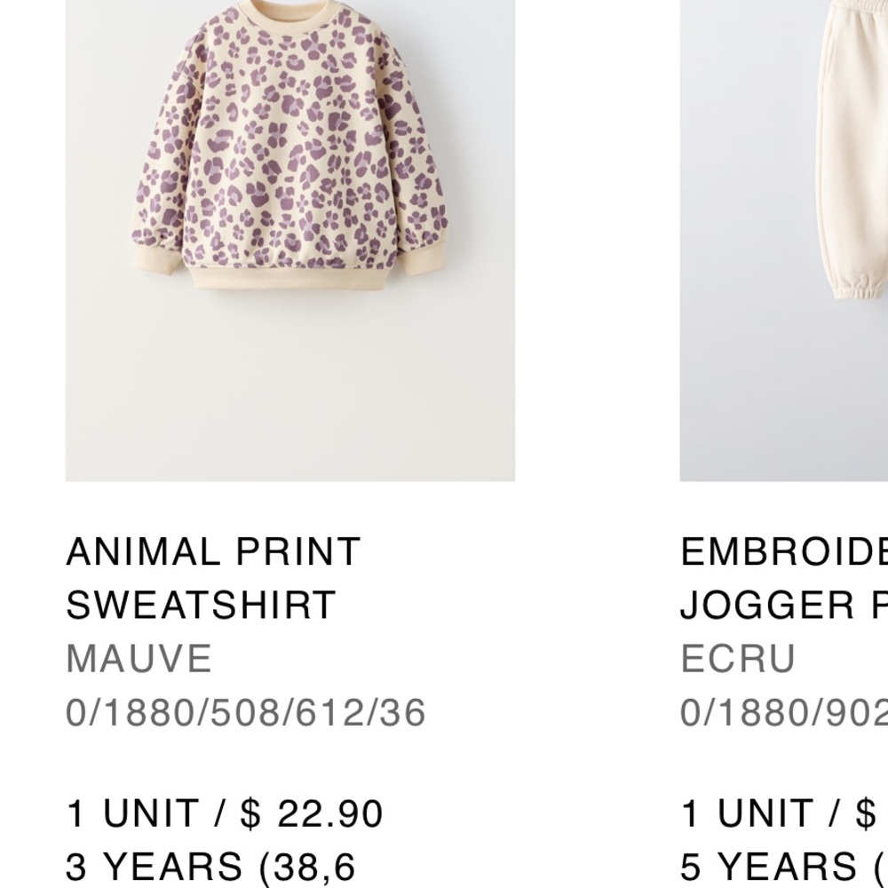 Zara Mauve Animal Print Sweatshirt